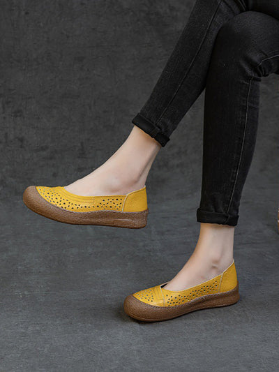 Women Summer Genuine Leather Hollow Out Shoes