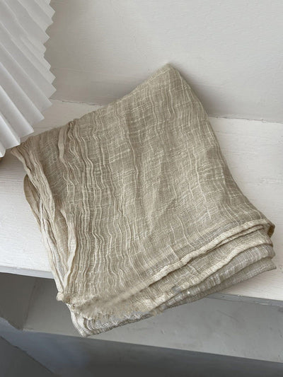 Women Retro Shirred Pure Color Shaw Scarf