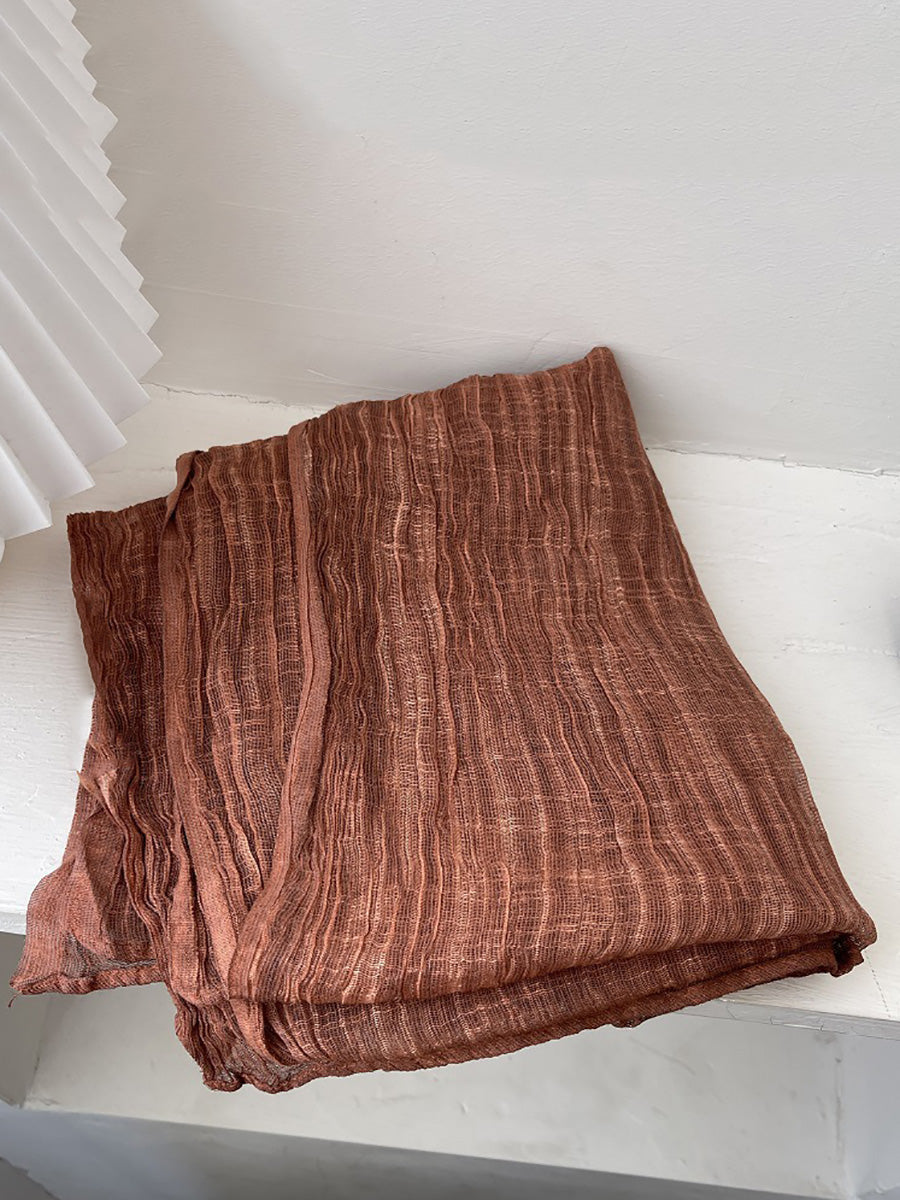 Women Retro Shirred Pure Color Shaw Scarf