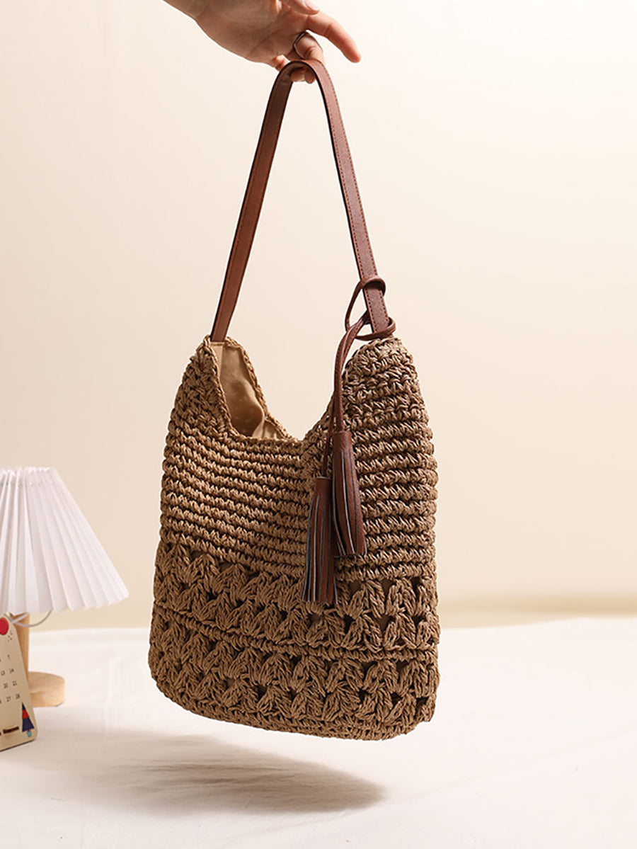 Women Fashion Straw Knitted Shoulder Bag