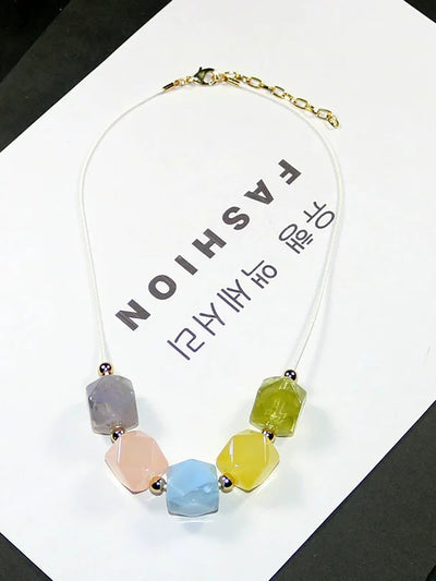 Women Artsy Colorful Acrylic Pendant Necklace