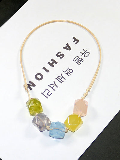 Women Artsy Colorful Acrylic Pendant Necklace