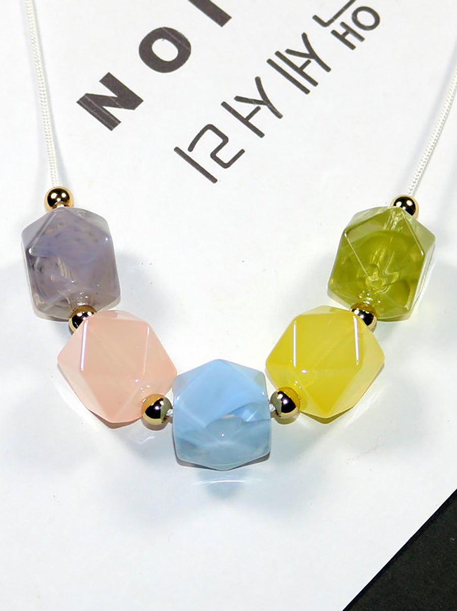 Women Artsy Colorful Acrylic Pendant Necklace