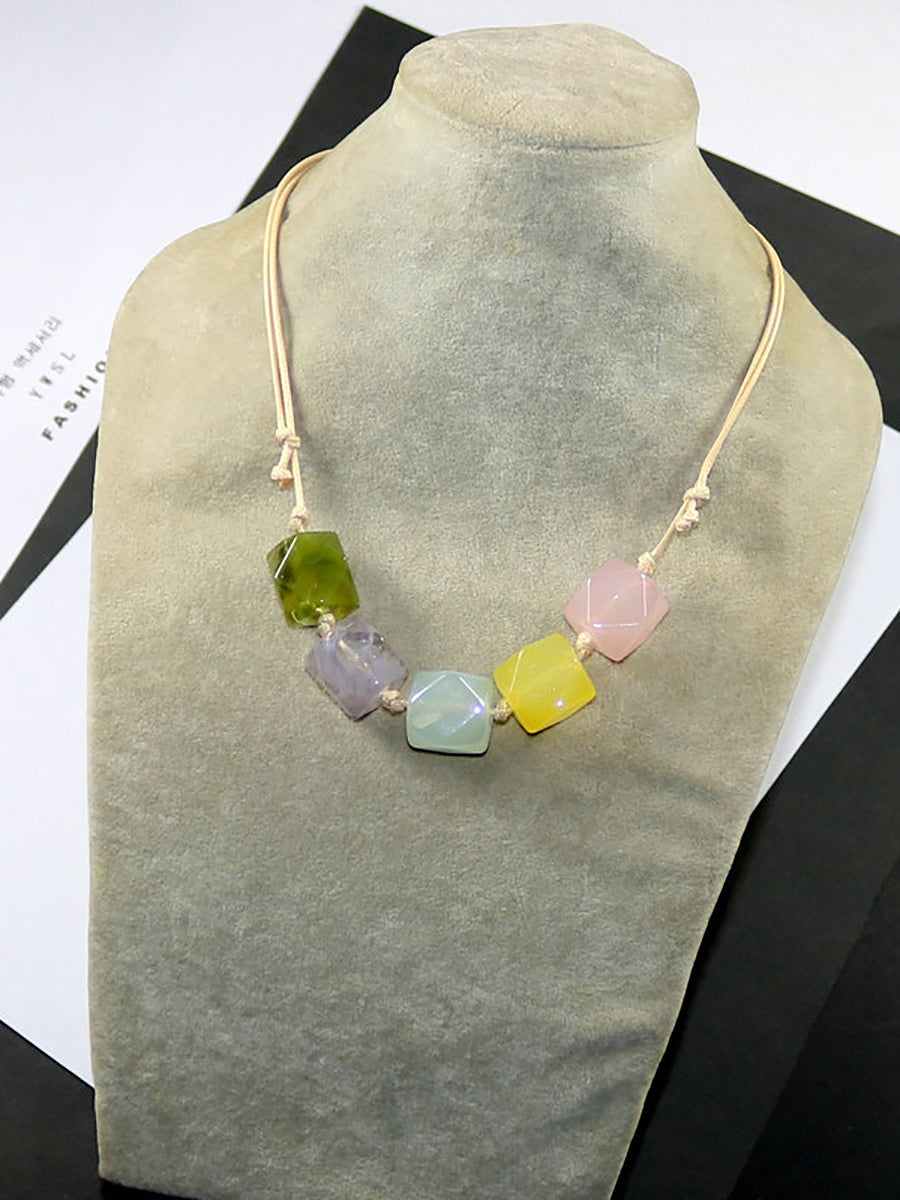 Women Artsy Colorful Acrylic Pendant Necklace