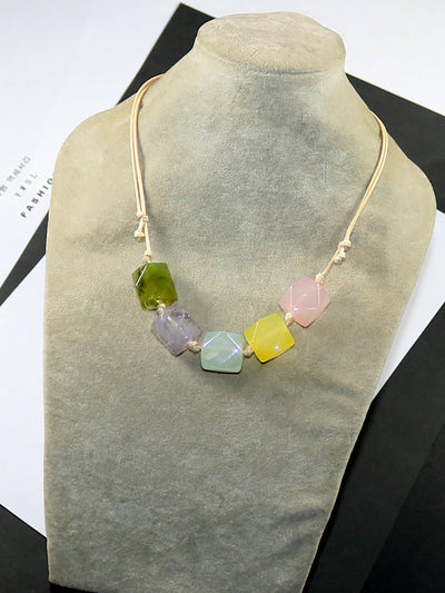 Women Artsy Colorful Acrylic Pendant Necklace