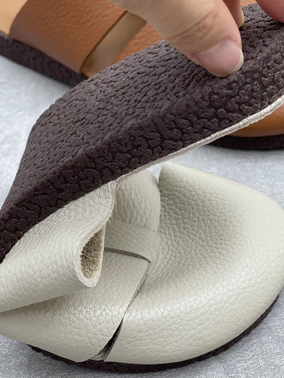 Women Casual Summer Soft Leather Flar Slippers