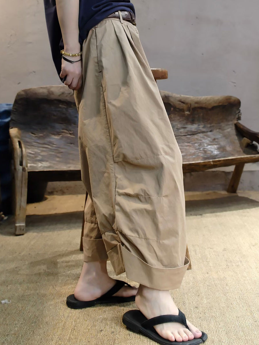Women Summer Casual Cotton Wide-leg Pants
