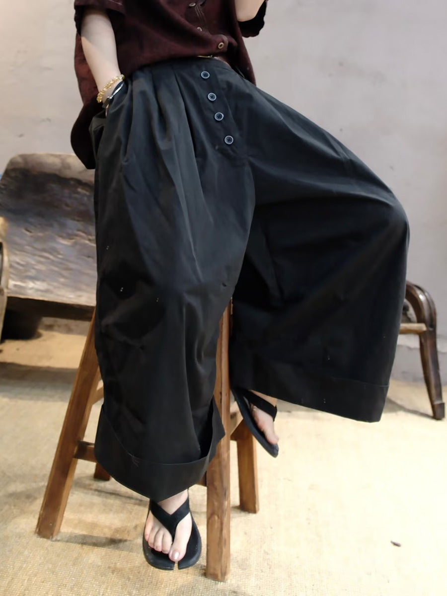 Women Summer Casual Cotton Wide-leg Pants