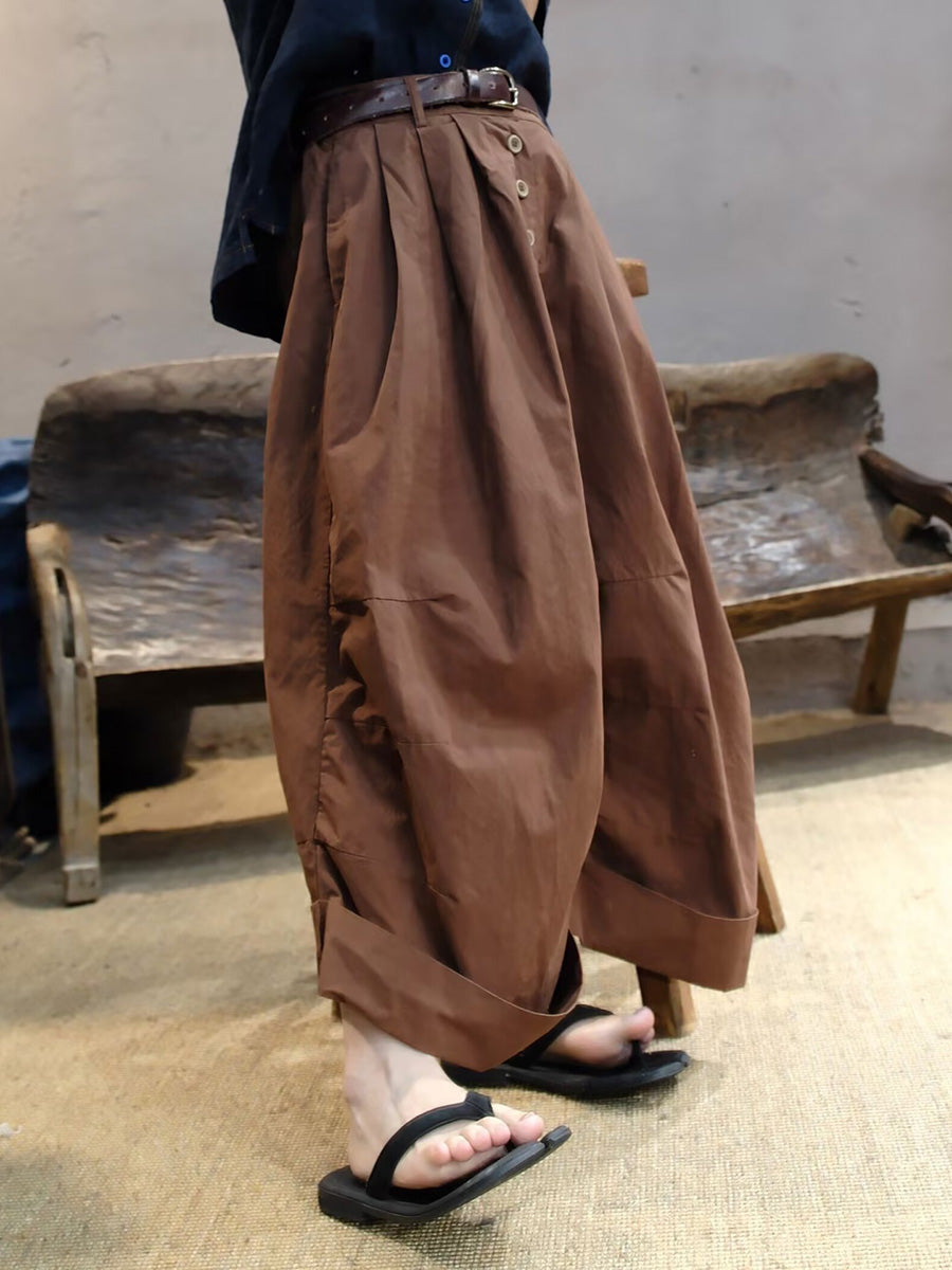 Women Summer Casual Cotton Wide-leg Pants