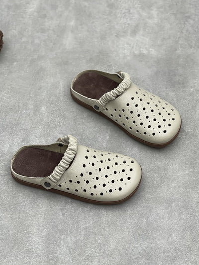 Women Summer Leather Hollow Out Slippers