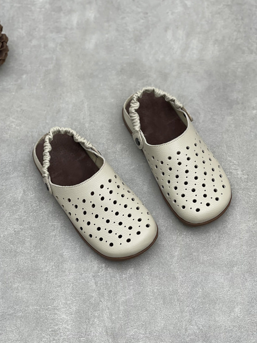 Women Summer Leather Hollow Out Slippers