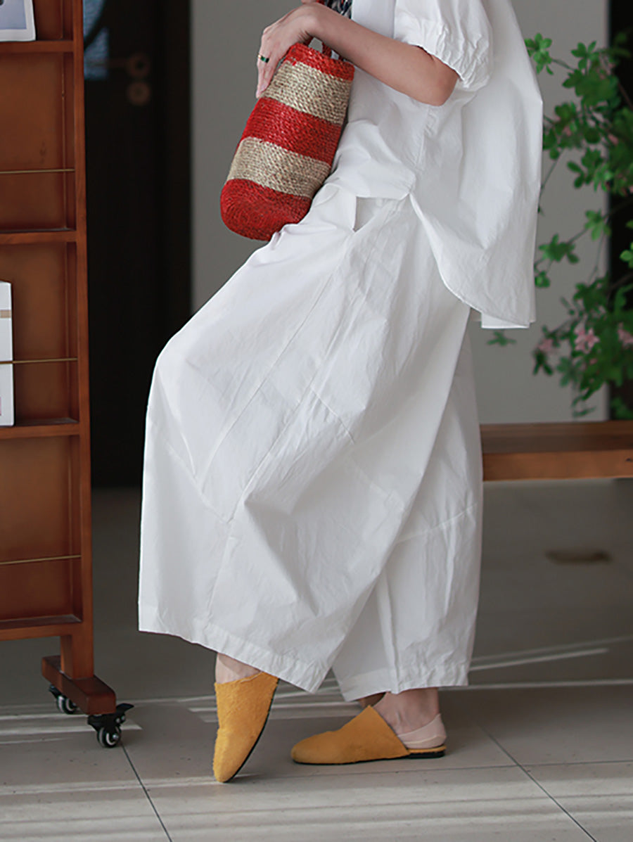 Plus Size Women Summer Casual Pure Color 100%Cotton Harem Pants