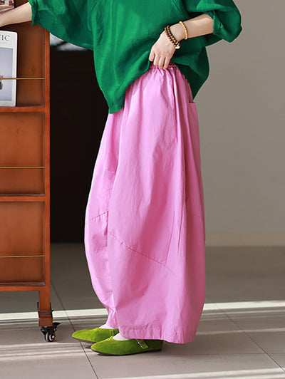 Plus Size Women Summer Casual Pure Color 100%Cotton Harem Pants