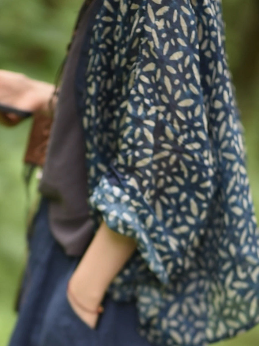 Women Summer Retro Flower V-Neck Strap Raime Shirt