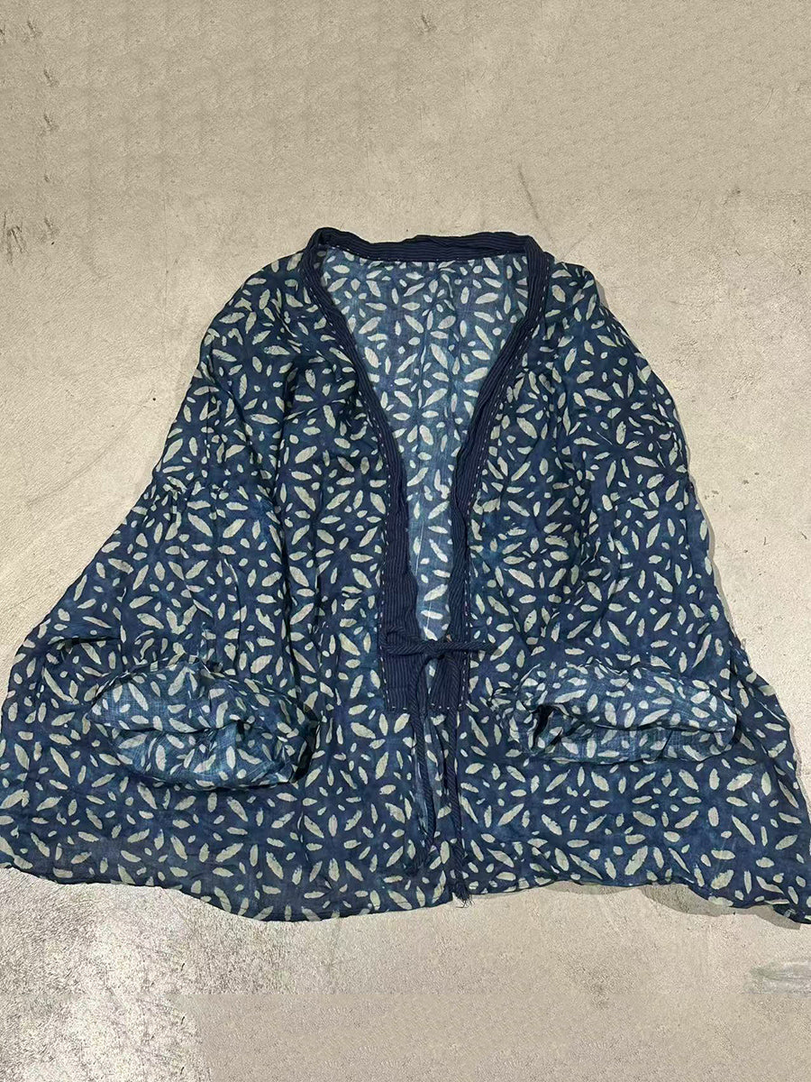 Women Summer Retro Flower V-Neck Strap Raime Shirt