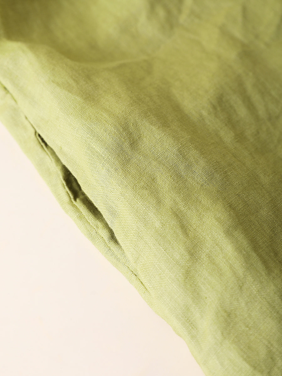 Women Summer Casual Pure Color O-Neck 100%Linen Dress