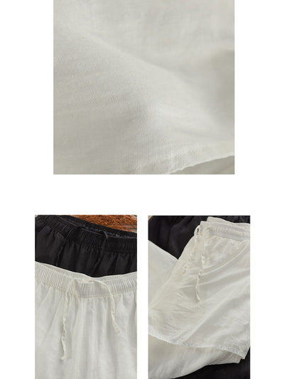 Plus Size Women Casual Pure Color 100%Linen Harem Pants