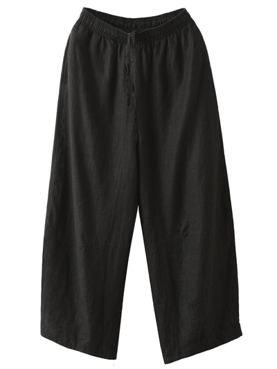 Plus Size Women Casual Pure Color 100%Linen Harem Pants