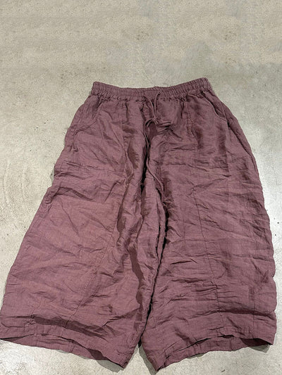 Women Summer Casual Pure Color Linen Wide-leg Pants