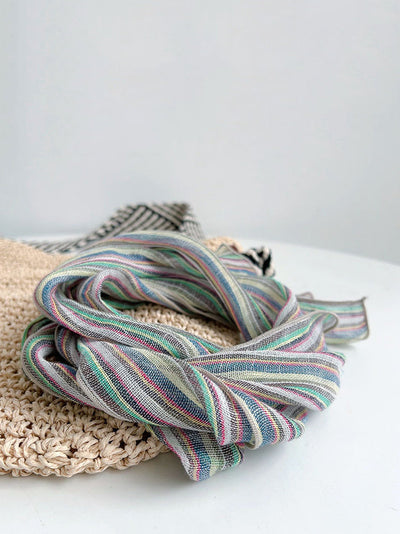 Women Casual Summer Stripe Thin Scarf