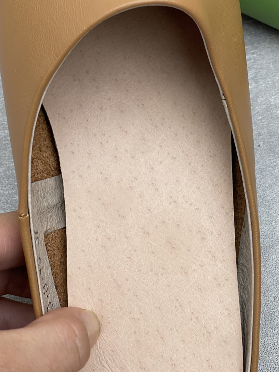 Women Casual Summer Genuine Leather Low Heel Slippers