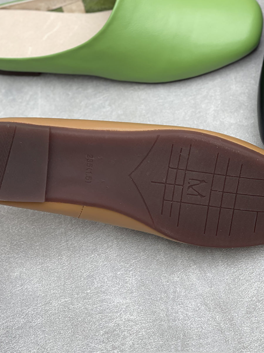 Women Casual Summer Genuine Leather Low Heel Slippers