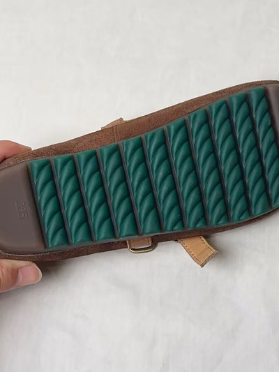 Women Artsy Genuine Leather Spliced Low Heel Shoes