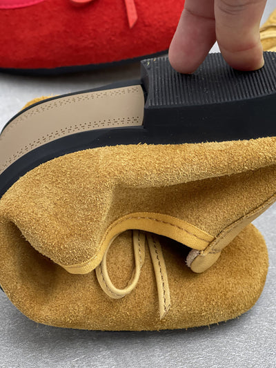 Women Artsy Suded Leather Bowknot Low Heel Shoes