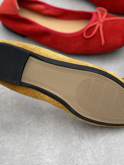 Women Artsy Suded Leather Bowknot Low Heel Shoes