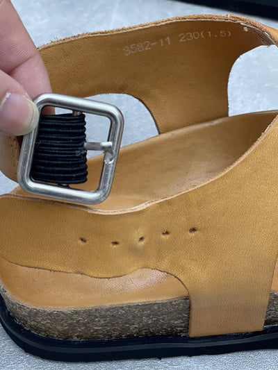 Women Vintage Summer Genuine Leather Low Heel Sandals