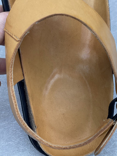 Women Vintage Summer Genuine Leather Low Heel Sandals