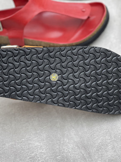 Women Vintage Summer Genuine Leather Low Heel Sandals