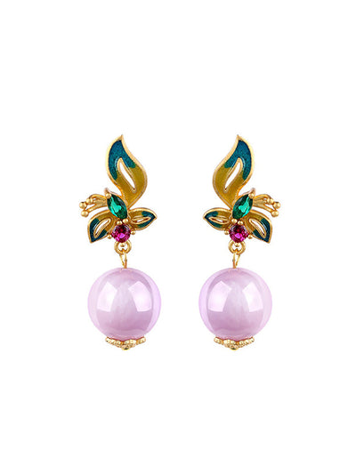 Ethnic Women 24KGold Plated Jade Earrings