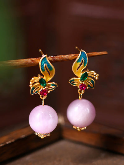 Ethnic Women 24KGold Plated Jade Earrings