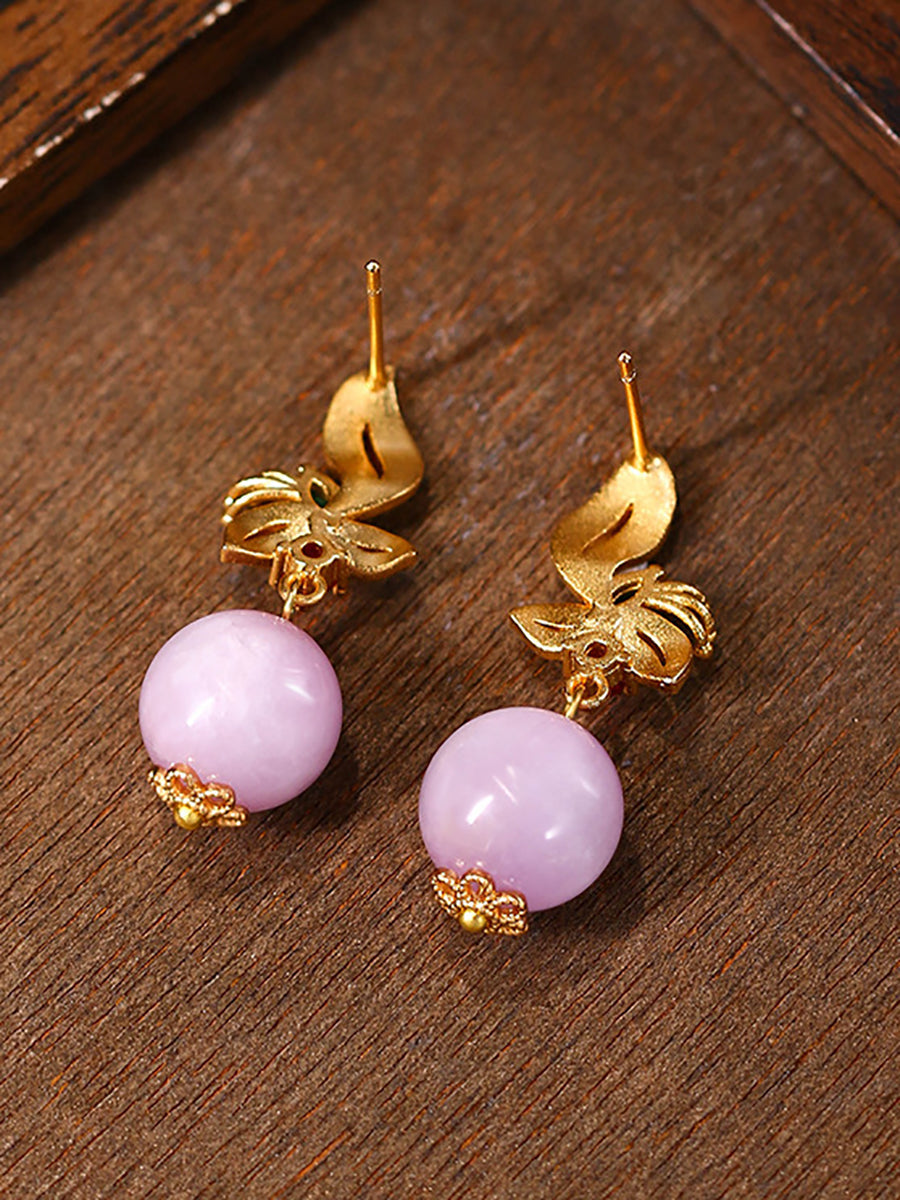 Ethnic Women 24KGold Plated Jade Earrings