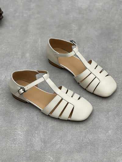 Women Summer Casual Genuine Leather Low Heel Shoes