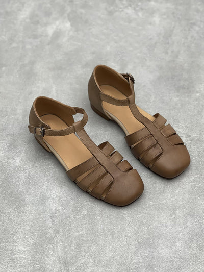 Women Summer Casual Genuine Leather Low Heel Shoes