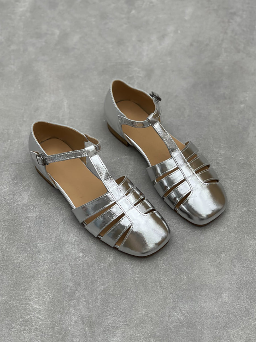 Women Summer Casual Genuine Leather Low Heel Shoes