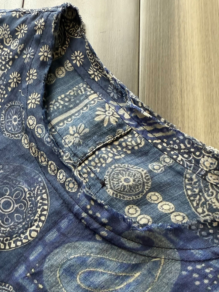 Plus Size Women Summer Vintage Flower O-neck 100%Raime Shirt