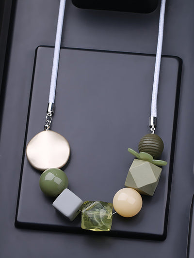 Women Summer Geometric Bead Weave Necklace