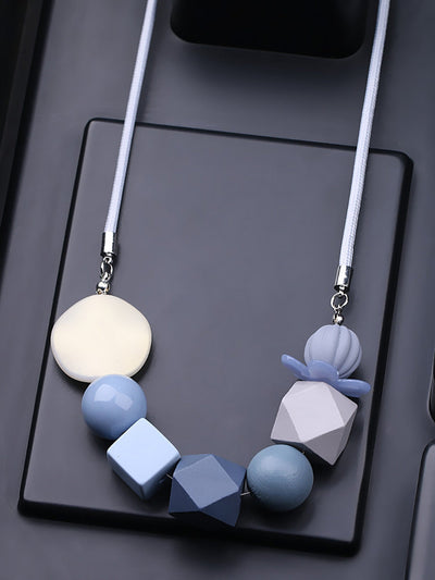 Women Summer Geometric Bead Weave Necklace