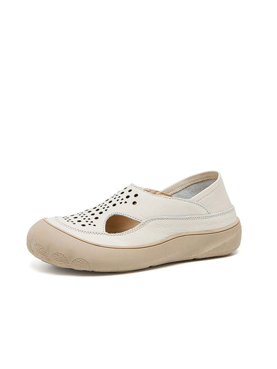 Women Summer Casual Pure Color Hollow Out Flat Shoes
