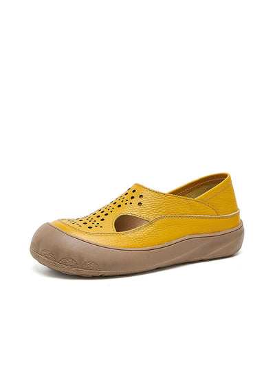 Women Summer Casual Pure Color Hollow Out Flat Shoes