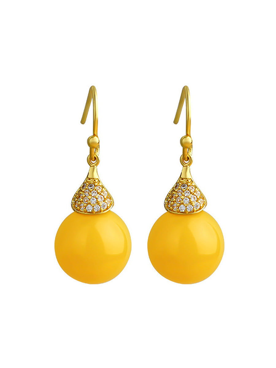 Women Artsy Yellow Beeswax Earrings