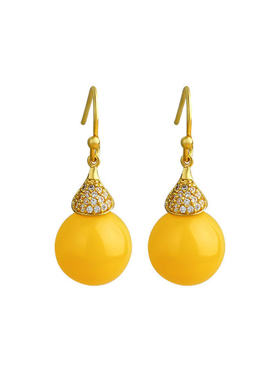 Women Artsy Yellow Beeswax Earrings