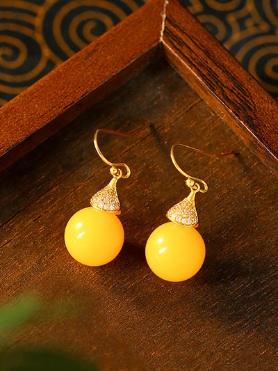 Women Artsy Yellow Beeswax Earrings