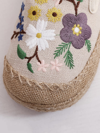 Women Summer Artsy Embroidery Flat Cotton Shoes