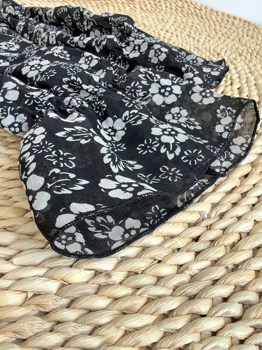 Women Summer Artsy Flower Ramie Sunpoof Sleeves