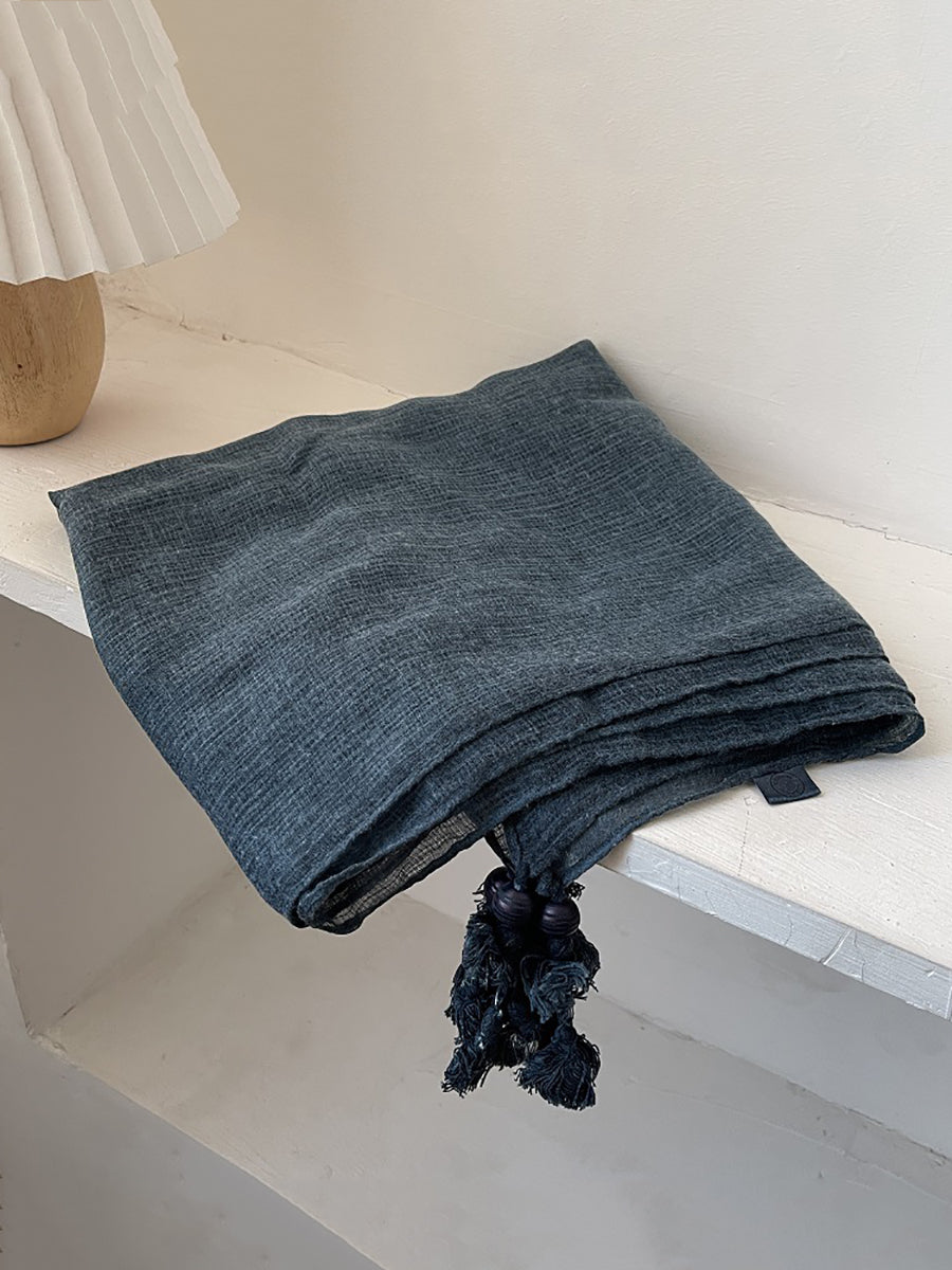 Women Retro Summer Cotton Tassel Shawl Scarf