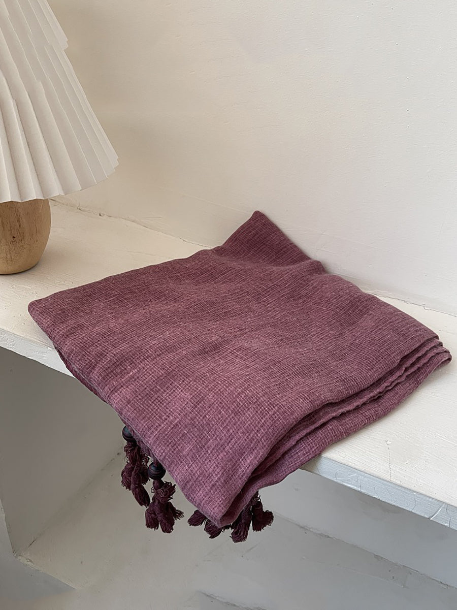 Women Retro Summer Cotton Tassel Shawl Scarf
